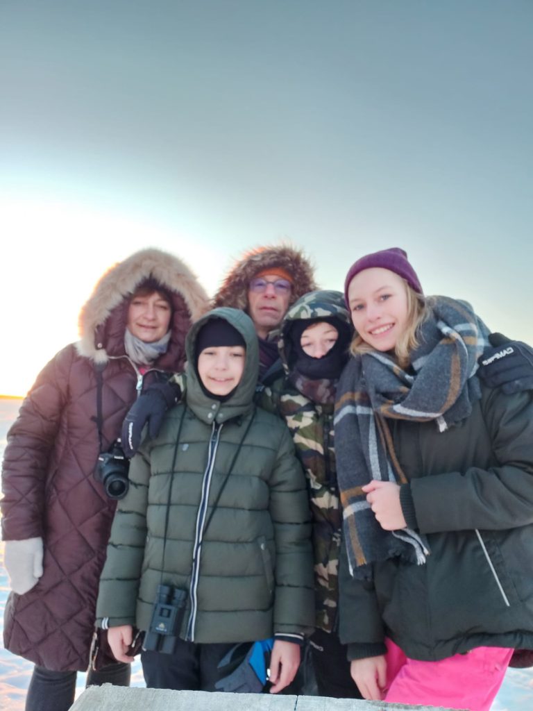 Matteo et sa famille lors de leur séjour en Laponie